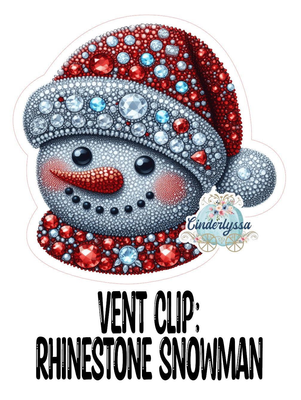 VENT CLIP: Rhinestone Snowman Two Cavity Small Vent Clip Size Cardstock Silicone Mold, Premium Cardstock Images
