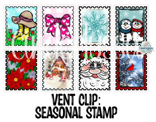 VENT CLIP: Seasonal Stamp Two Cavity Small Vent Clip Size Cardstock Silicone Mold, Premium Cardstock Images