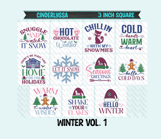 3 inch Square: Winter Vol. 1 Theme Cardstock/Picture With Beveled Edge Cardstock Silicone Mold, Aroma Bead Molds