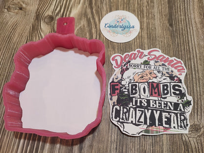 Dear Santa Sorry For The F-Bombs Cardstock Silicone Mold, Aroma Bead Molds, Premium Cardstock Images