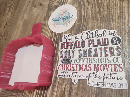 Clothed in Buffalo Plaid & Ugly Sweaters watching Christmas Movies Cardstock Silicone Mold, Aroma Bead Molds