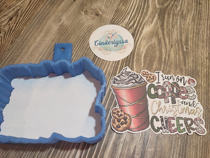 I Run on Coffee and Christmas Cheer Large Cardstock Silicone Mold, Aroma Bead Molds