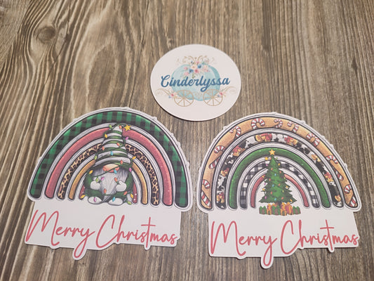Christmas Rainbow with Gnome or Christmas Tree Cardstock Silicone Mold, Aroma Bead Molds