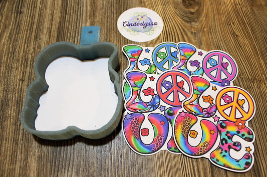 Tie Dye Love Peace Sign Hippie Cardstock Silicone Mold, Aroma Bead Molds