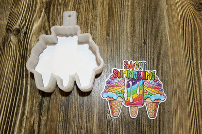 Sweet Summertime Ice Cream - Lisa Frank Inspired Cardstock Silicone Mold, Premium Cardstock Images