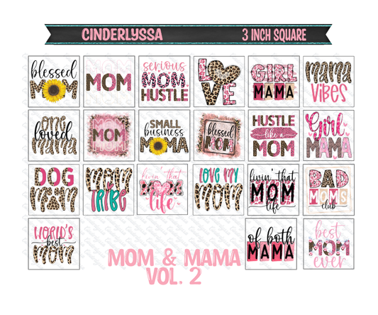 3 inch Square: Mom & Mama Vol. 2 Theme Cardstock/Picture With Beveled Edge Cardstock Silicone Mold, Aroma Bead Molds