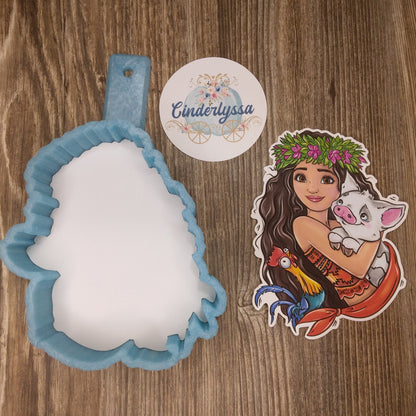 Princess Moana: Te Fiti Heart, Maui, Fish Hook, Heihei, Tamatoa Cardstock Silicone Mold, Aroma Bead Molds, Premium Cardstock Images