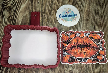 Orange Fall Lips and leaves and Pumpkins, Halloween Cardstock Silicone Mold, Aroma Bead Molds, Premium Cardstock Images