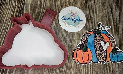 3 Leopard Pumpkins With Heart, Fall, Pumpkin Patch, Halloween Cardstock Silicone Mold, Aroma Bead Molds, Premium Cardstock Images