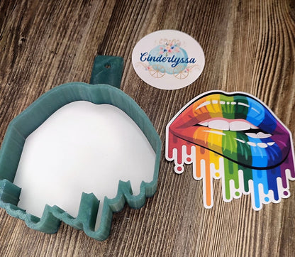 Rainbow Lips with drip lipstick Cardstock Silicone Mold, Aroma Bead Molds, Premium Cardstock Images