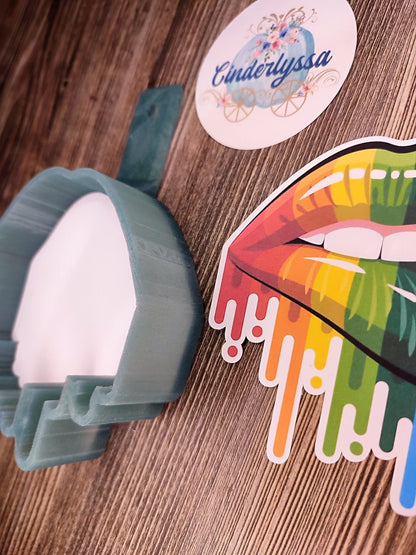 Rainbow Lips with drip lipstick Cardstock Silicone Mold, Aroma Bead Molds, Premium Cardstock Images