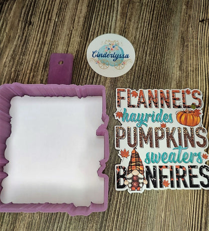 Fall: Flannels, Hayride, Sweaters, Bonfire, Pumpkins Halloween Cardstock Silicone Mold, Aroma Bead Molds, Premium Cardstock Images