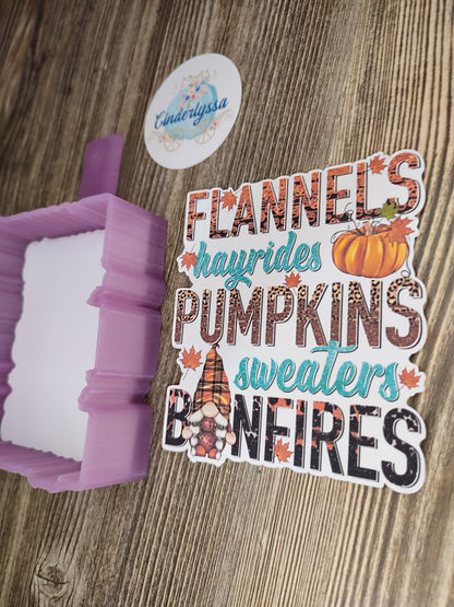 Fall: Flannels, Hayride, Sweaters, Bonfire, Pumpkins Halloween Cardstock Silicone Mold, Aroma Bead Molds, Premium Cardstock Images