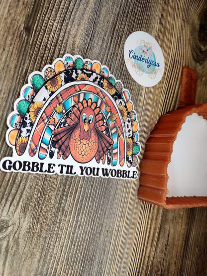 Thanksgiving: Turkey Western Rainbow -Gobble til you Wobble Cardstock Silicone Mold, Aroma Bead Molds, Premium Cardstock Images