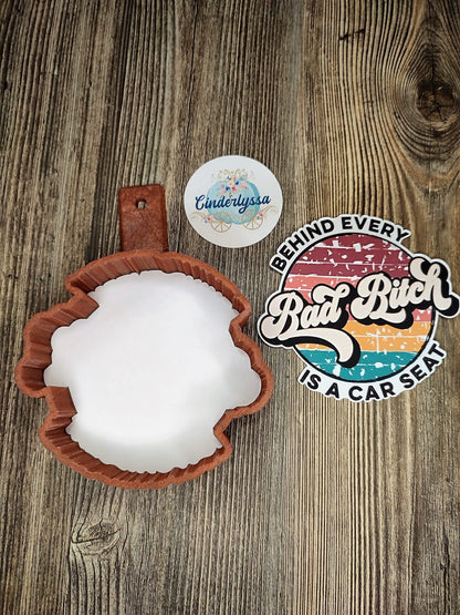 Bad Bitch: Behind every Bad Bitch is a Car Seat Round Silicone Mold, Aroma Bead Molds, Car Freshener Mold, Premium Cardstock Images