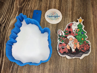 Christmas Gnome by the Tree, Presents, Gingerbread Man, Flannel, Buffalo Plaid hat Cardstock Silicone Mold, Aroma Bead Molds