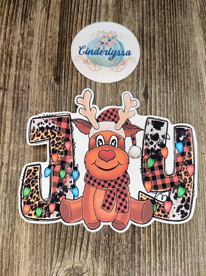 Christmas Western Reindeer with Lights and Buffalo Plaid Hat Cardstock Silicone Mold, Aroma Bead Molds