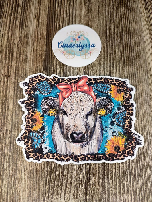 Western White Baby Cow with Red Bandana, Turquoise Gemstone Cardstock Silicone Mold, Aroma Bead Molds, Premium Cardstock Images