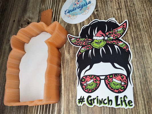 Grinch Life: Messy Bun Girl, Betty Lou, Whoville, Christmas Cardstock Silicone Mold, Aroma Bead Molds, , Premium Cardstock Images