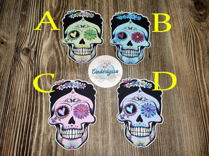 Frida Sugar Skull With Multiple Insert Color Options Silicone Mold, Aroma Bead Molds, Car Freshener Mold, Halloween, Day of the Dead