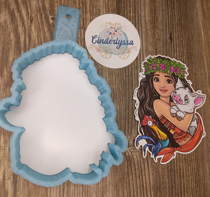 Princess Moana: Te Fiti Heart, Maui, Fish Hook, Heihei, Tamatoa Cardstock Silicone Mold, Aroma Bead Molds, Premium Cardstock Images