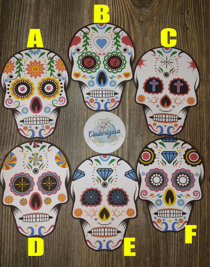 Day of The Dead Sugar Skulls Style 2 With Multiple Insert Options Silicone Mold, Aroma Bead Molds, Car Freshener Mold