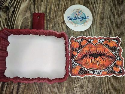 Orange Fall Lips and leaves and Pumpkins, Halloween Cardstock Silicone Mold, Aroma Bead Molds, Premium Cardstock Images