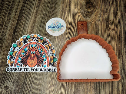 Thanksgiving: Turkey Western Rainbow -Gobble til you Wobble Cardstock Silicone Mold, Aroma Bead Molds, Premium Cardstock Images
