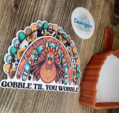 Thanksgiving: Turkey Western Rainbow -Gobble til you Wobble Cardstock Silicone Mold, Aroma Bead Molds, Premium Cardstock Images
