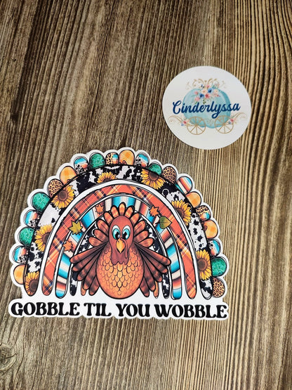 Thanksgiving: Turkey Western Rainbow -Gobble til you Wobble Cardstock Silicone Mold, Aroma Bead Molds, Premium Cardstock Images