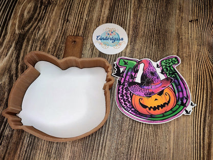 Halloween Horseshoe with Witch Pumpkin and Bats Cardstock Silicone Mold, Aroma Bead Molds, Premium Cardstock Images