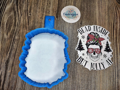 Skull Messy Bun: Dead Inside but Jolly AF Christmas Cardstock Silicone Mold, Aroma Bead Molds