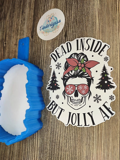 Skull Messy Bun: Dead Inside but Jolly AF Christmas Cardstock Silicone Mold, Aroma Bead Molds