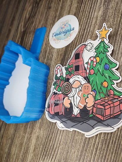 Christmas Gnome by the Tree, Presents, Gingerbread Man, Flannel, Buffalo Plaid hat Cardstock Silicone Mold, Aroma Bead Molds