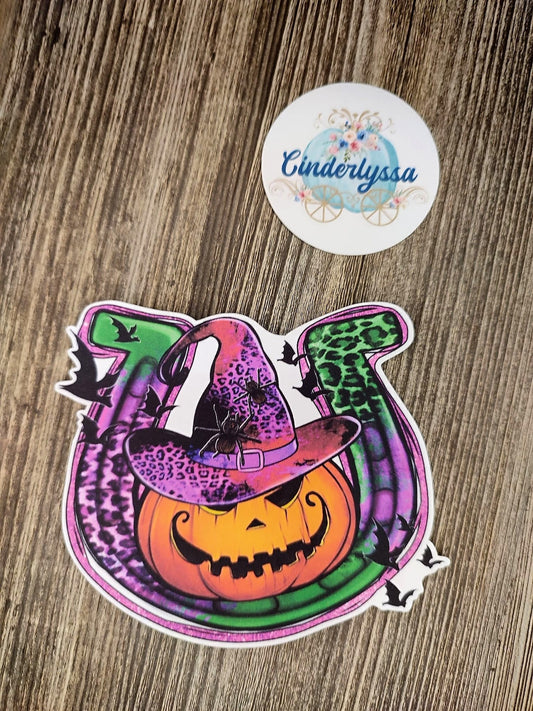 Halloween Horseshoe with Witch Pumpkin and Bats Cardstock Silicone Mold, Aroma Bead Molds, Premium Cardstock Images