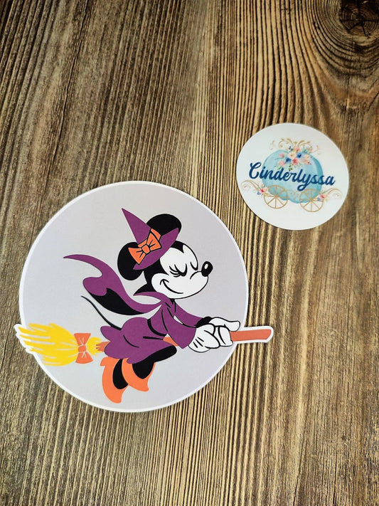 Halloween Minnie Witch Flying on Broom Cardstock Silicone Mold, Aroma Bead Molds, Premium Cardstock Images