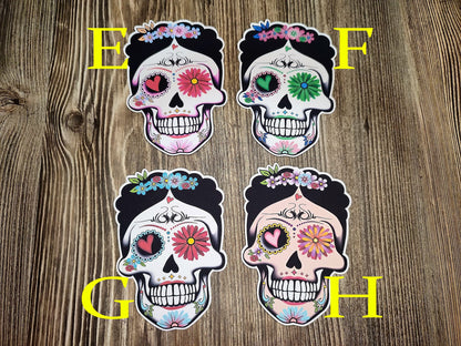 Frida Sugar Skull With Multiple Insert Color Options Silicone Mold, Aroma Bead Molds, Car Freshener Mold, Halloween, Day of the Dead