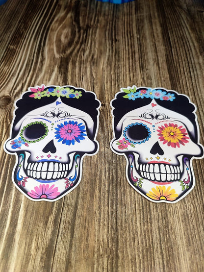 Frida Sugar Skull With Multiple Insert Color Options Silicone Mold, Aroma Bead Molds, Car Freshener Mold, Halloween, Day of the Dead