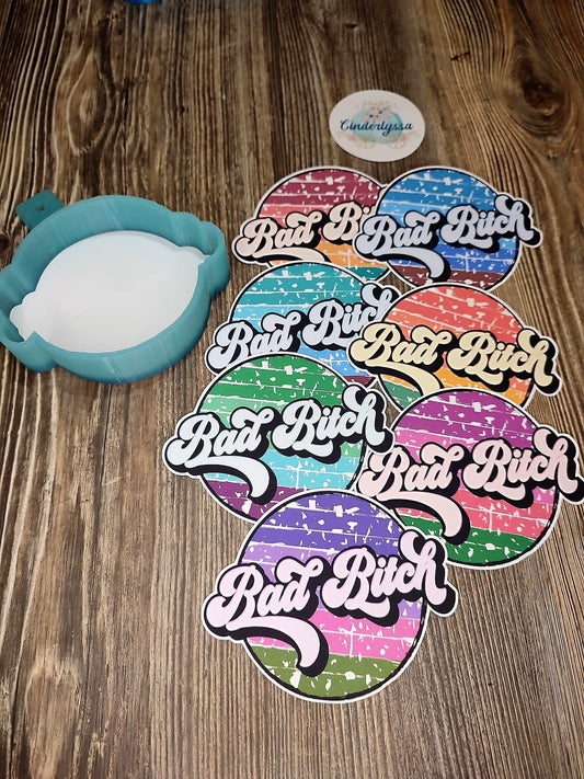 Bad Bitch Round Snark and Sassy Silicone Mold, Aroma Bead Molds, Car Freshener Mold, Premium Cardstock Images