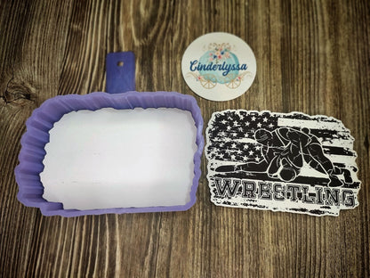 Wrestling: American flag in Black and White Style 2 Cardstock Silicone Mold, Aroma Bead Molds, Premium Cardstock Images