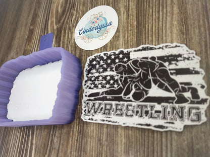 Wrestling: American flag in Black and White Style 2 Cardstock Silicone Mold, Aroma Bead Molds, Premium Cardstock Images