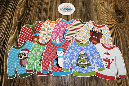 Ugly Christmas Sweaters Multiple Images Silicone Mold, Aroma Bead Molds, Car Freshener Mold, Premium Cardstock Images