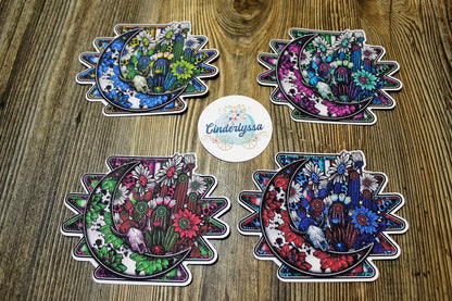 Aztec Moon: Cactus, Succulents and Sunflowers Silicone Mold, Aroma Bead Molds, Car Freshener Mold, Premium Cardstock Images