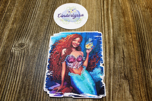 Ariel Little Mermaid with Flounder: Prince Eric, Kiss the Girl Silicone Mold, Aroma Bead Molds, Car Freshener Mold, Premium Cardstock Images