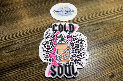Cold like my Soul: Iced Coffee with leopard print lightning bolt Silicone Mold, Aroma Bead Molds, Car Freshener Mold
