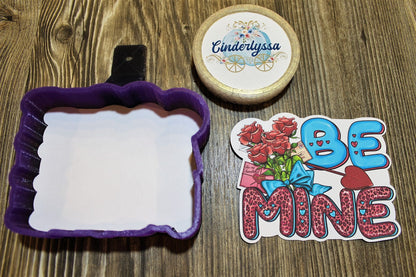 Be Mine Valentine with Hearts, Flowers, Letter and Arrow: Pink Leopard Print Silicone Mold, Aroma Bead Molds, Car Freshener Mold