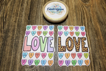 Love with Candy Valentine Hearts: Pastel and Leopard Print Silicone Mold, Aroma Bead Molds, Car Freshener Mold, Premium Cardstock Images