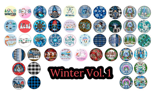 3 inch Round Winter Vol. 1 Cardstock Only for freshies: Silicone Mold, for Aroma Bead Molds, Car Freshener, Premium Cardstock Images