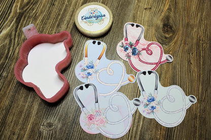 Stethoscope: Floral Heart for healthcare Silicone Mold, Aroma Bead Molds, Car Freshener Mold