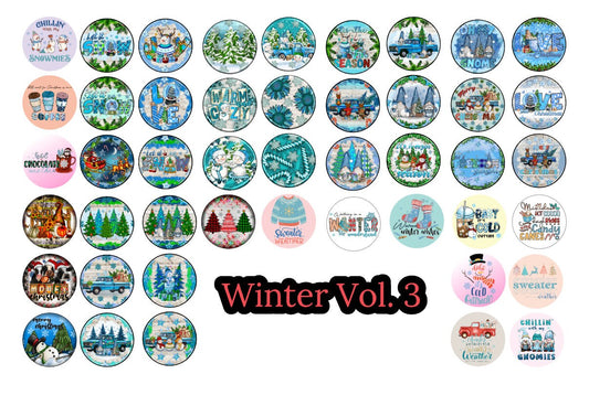 3 inch Round Winter Vol. 3 Cardstock Only for freshies: Silicone Mold, for Aroma Bead Molds, Car Freshener, Premium Cardstock Images